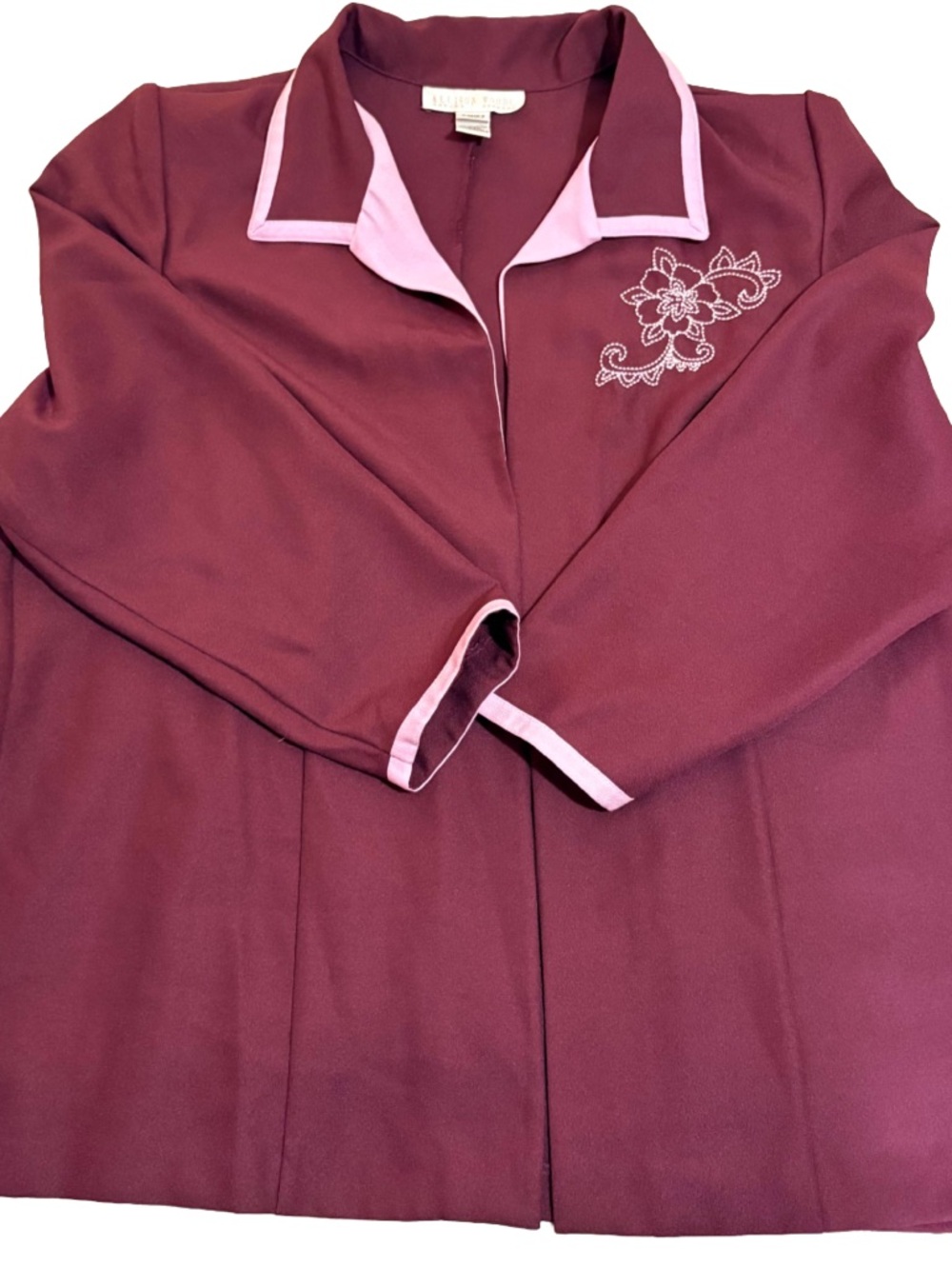 Vintage 3Pc Suit Set 24W Burgundy Plus Embroidered Blazer Skirt Outfit - Picture 4 of 8